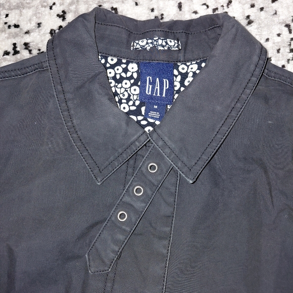 Gap Vintage 2003 Black Cotton Mac Trench Coat - Mod Floral Lining - Size M - Picture 12 of 16